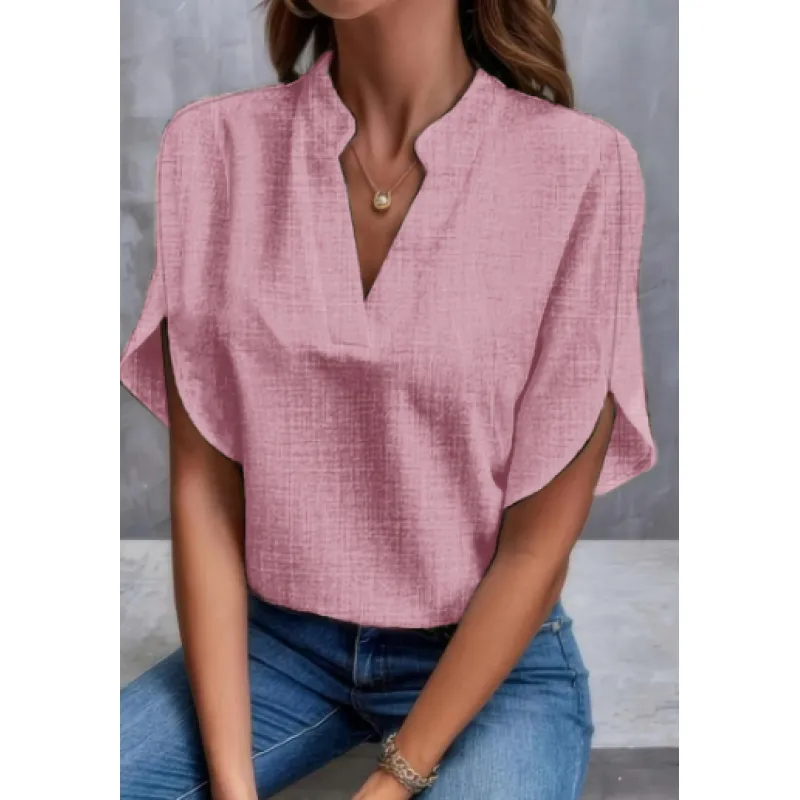 Summer Short-sleeved Chiffon Shirt New V-neck Shirt Women's Casual Versatile Clothing - Image 10