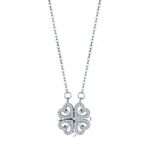 Silver Clover Hearts Necklace