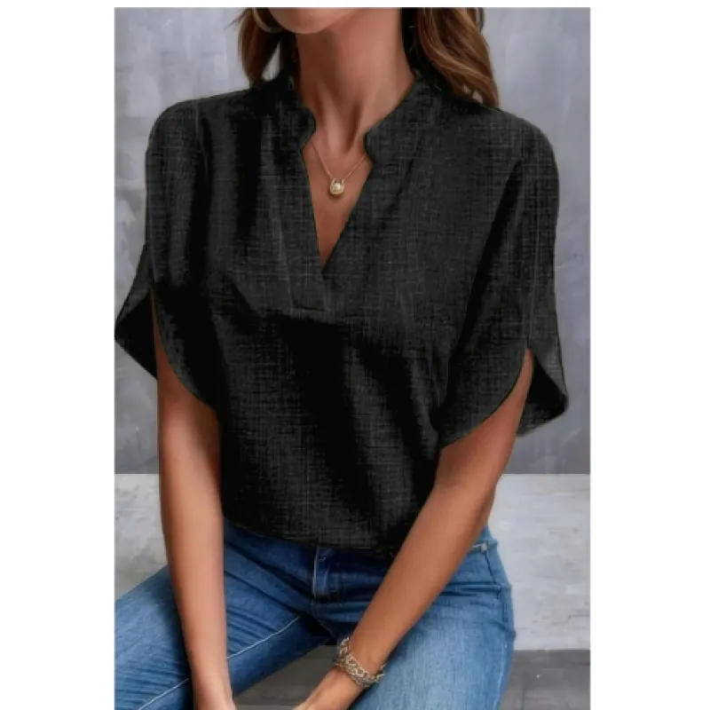 Summer Short-sleeved Chiffon Shirt New V-neck Shirt Women's Casual Versatile Clothing - Image 13